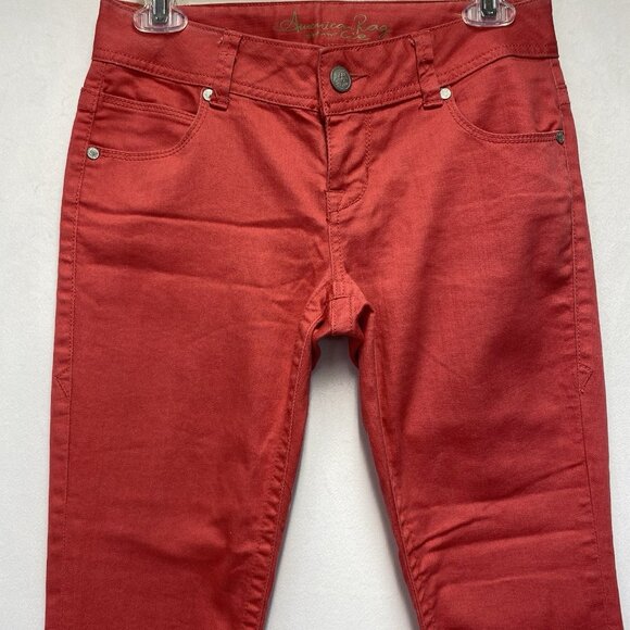 AMERICAN RAG Cie Low-Rise Skinny Leg Ankle Zip Jeans Women Size 3R Coral Stretch - Picture 11 of 16